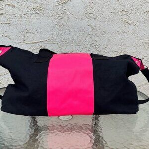 Black Canvas Neon Pink Silicone Tote workout Gym Satchel Bag